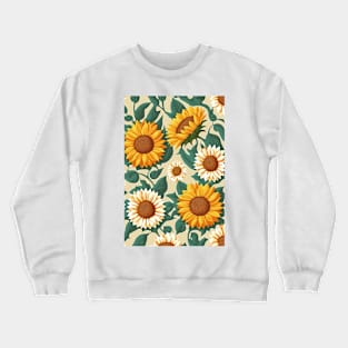 Pastel Colored Sunflowers Pattern Crewneck Sweatshirt